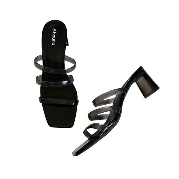 Abound Ethan Black Smoke Translucent Heel  Strappy Slide Sandals Size 9 - Picture 1 of 7